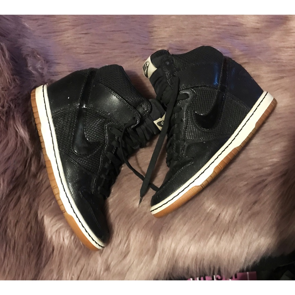 Black nike sky hi dunks wedge